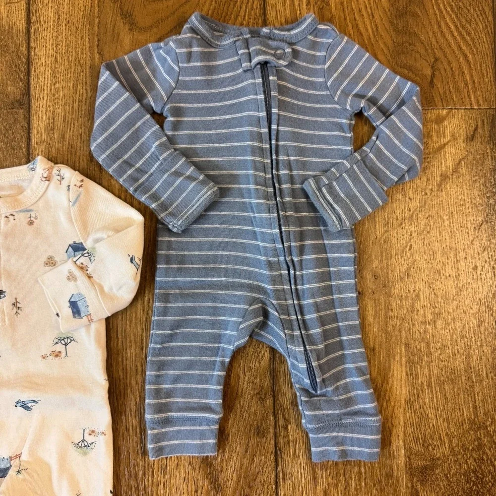 Carter's Newborn Baby Boy  Rompers Clothes Long Sleeved Outfits Striped Footless